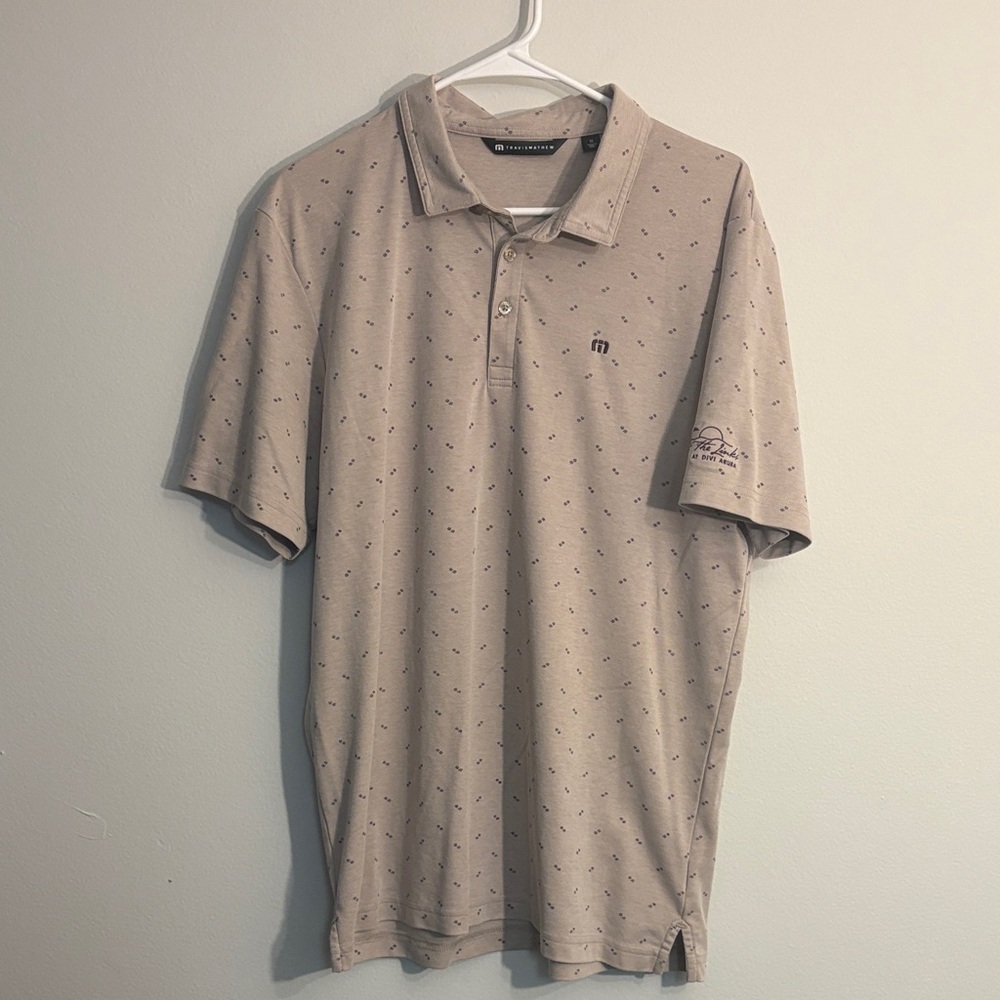 Travis Mathew Men's golf tan Polo Shirt size XL